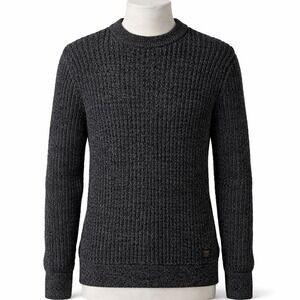 Deus Ex Machina Mens L Ribbed Chunky Knit Crew Neck Sweater Charcoal Marl Grey